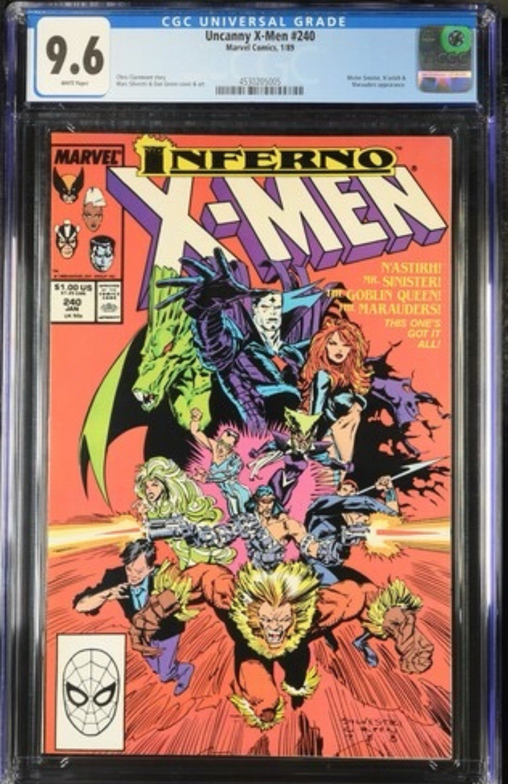 The Uncanny X-Men #240 Newsstand Variant (Marvel Comics January 1989) CGC 9.6