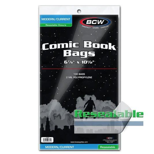 (100ea per pack) BCW Resealable Comic Bags (Current/Modern) NEW